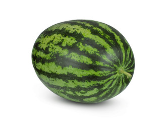 Wall Mural - Whole watermelon isolated on white background.