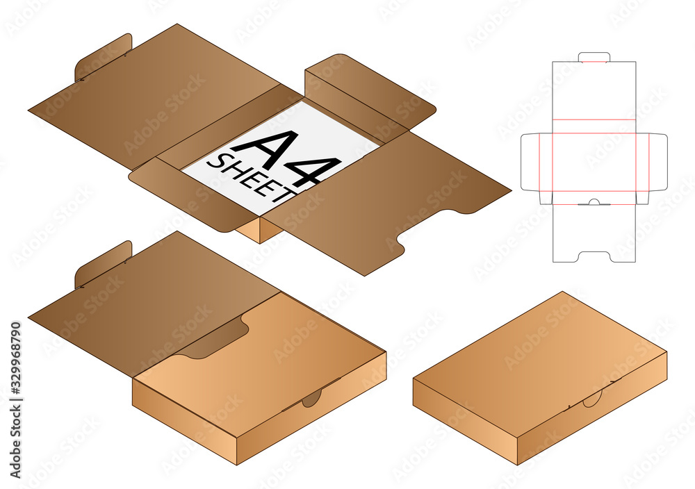 Box packaging die cut template design. 3d mock-up - obrazy, fototapety, plakaty 