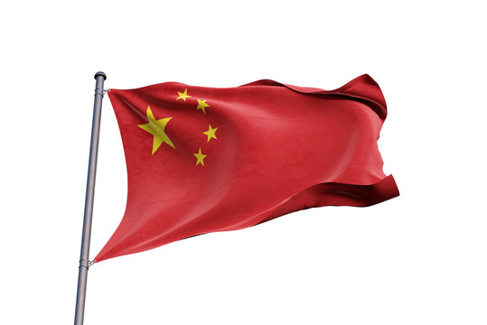 China flag waving on white background, close up, isolated – 3D Illustration