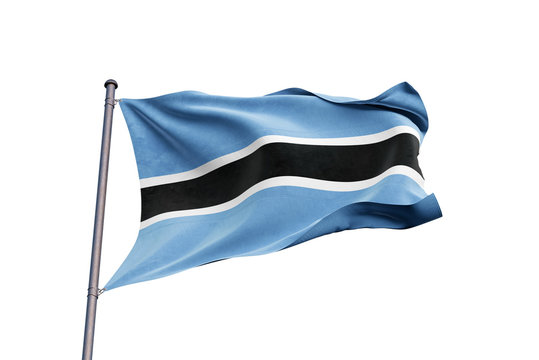 Botswana flag waving on white background, close up, isolated – 3D Illustration