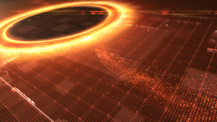 Poster - Futuristic head up display simulation of a Black Hole a region of space-time exhibiting such strong gravitational effects that nothing can escape