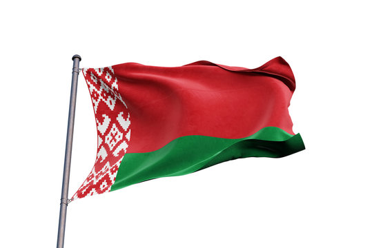 Belarus flag waving on white background, close up, isolated – 3D Illustration
