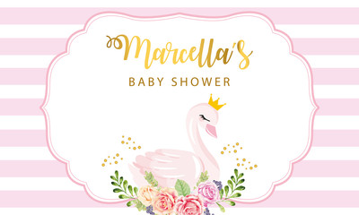 Wall Mural - Swan Baby Shower Party Backdrop