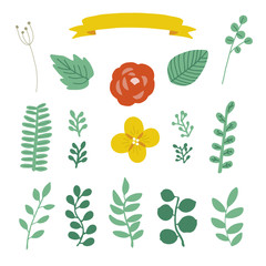 Wall Mural - greenery icons for spring