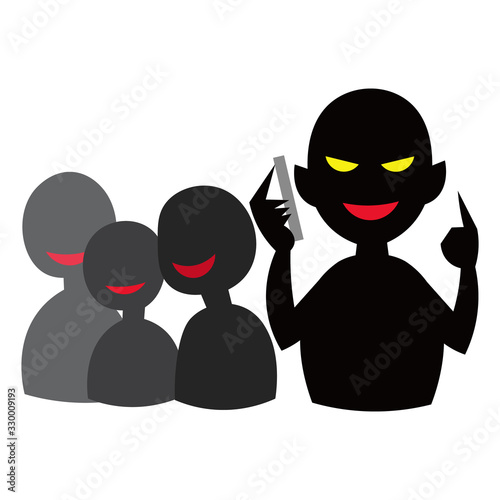 Cuadros en Lienzo Scam group vector illustration. 犯罪、詐欺グループ