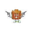 Cool cowboy cartoon design of roasted beef holding guns
