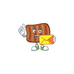 Poster - Cute face roasted beef mascot design holding an envelope