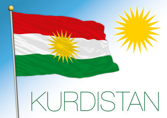 Kurdistan national flag and symbol, asiatic territory, vector illustration