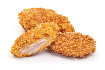 Sticker - Fried Chicken strips in breadcrumbs, isolated on white background