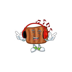 Poster - cartoon mascot design of roasted beef enjoying music