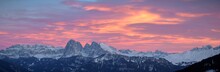 Dolomites Mountain Panorama In Winter Snow Covered Mountains