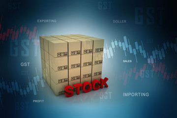 Poster - 3d rendering Cardboard boxes on wooden pallet