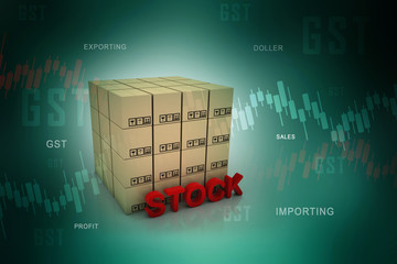 Poster - 3d rendering Cardboard boxes on wooden pallet