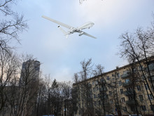 Automatic Drone Piloted Remotely By Radio Control Patrols The City's Residential Neighborhoods