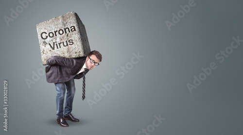 Cuadros en Lienzo Businessman under pressure by Corona Virus