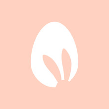 Easter Egg Shape With Bunny Ears Silhouette - Traditional Symbol Of Holiday. Simple Eggs Hunt Design. Vector Illustration For Poster, Card Or Banner.