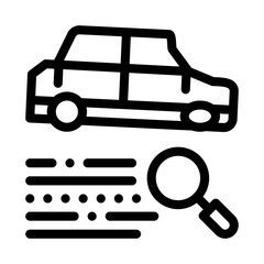 Poster - Car Research Icon Vector. Outline Car Research Sign. Isolated Contour Symbol Illustration
