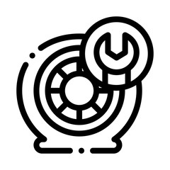 Poster - Wheel Repair Icon Vector. Outline Wheel Repair Sign. Isolated Contour Symbol Illustration