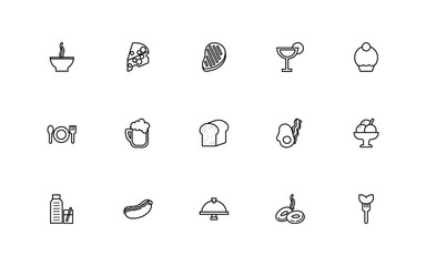 Sticker - bundle of restaurant set line icons