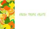 Fototapeta Kuchnia - Vector fresh tropical fruits template suitable for banners, magazines, websites, restaurants and menus. Healthy eating with fruits for a healthy lifestyle.