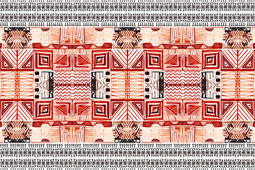 African tribal aborigines painting. Horizontal pattern of two types of design. Seamless Pattern.