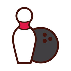 Poster - bowling sport ball and pine line and fill icon