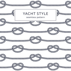 Wall Mural - Nautical rope seamless pattern. Yacht style design. Vintage decorative background. Template for prints, wrapping paper, fabrics, covers, flyers, banners, posters and placards. Vector illustration. 