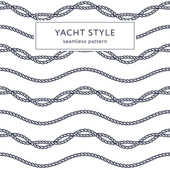Wall Mural - Nautical rope seamless pattern. Yacht style design. Vintage decorative background. Template for prints, wrapping paper, fabrics, covers, flyers, banners, posters and placards. Vector illustration.