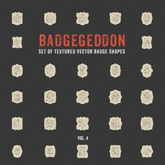 set of textured vector badge shapes and logo elements