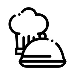 Poster - Chef Hat Tray Icon Vector. Outline Chef Hat Tray Sign. Isolated Contour Symbol Illustration