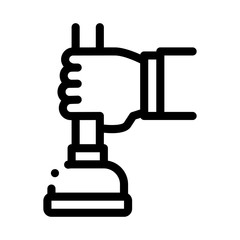 Poster - Hand Hold Plunger Icon Vector. Outline Hand Hold Plunger Sign. Isolated Contour Symbol Illustration