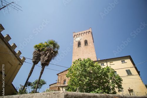 Fotomural San Miniato is a medieval town in the province of Pisa, located halfway between Pisa and Florence on July 6, 2019 in Italy