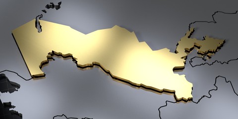 Uzbekistan - country shape - 3D illustration