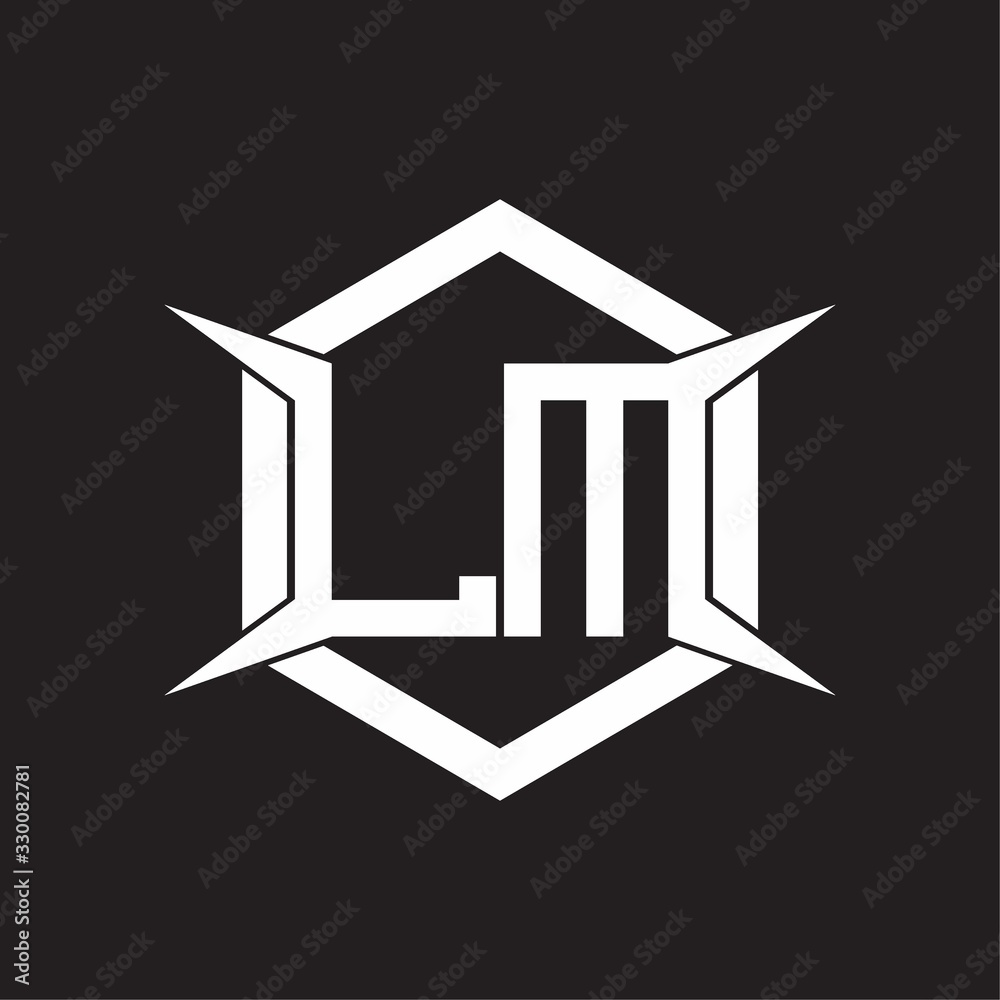 Stock-Vektorgrafik „LM Logo monogram with hexagon and four taper shape ...