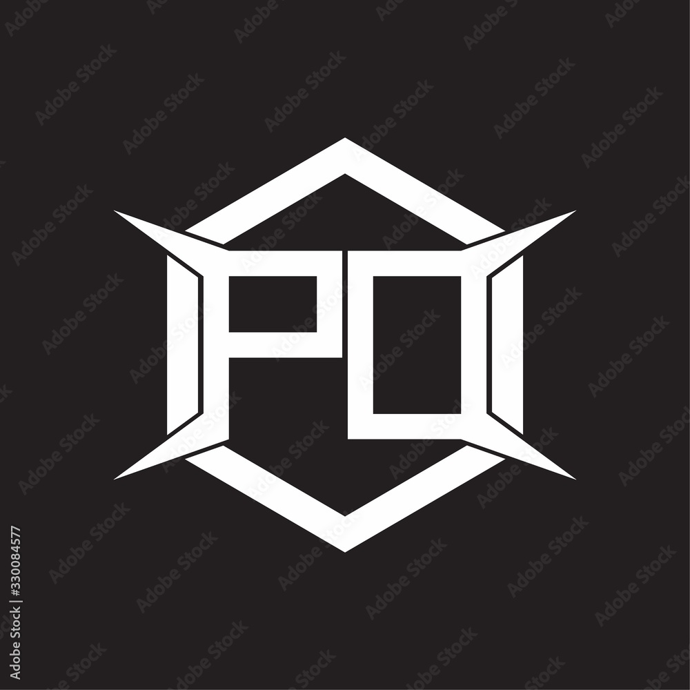 PD Logo monogram with hexagon and four taper shape design template ...
