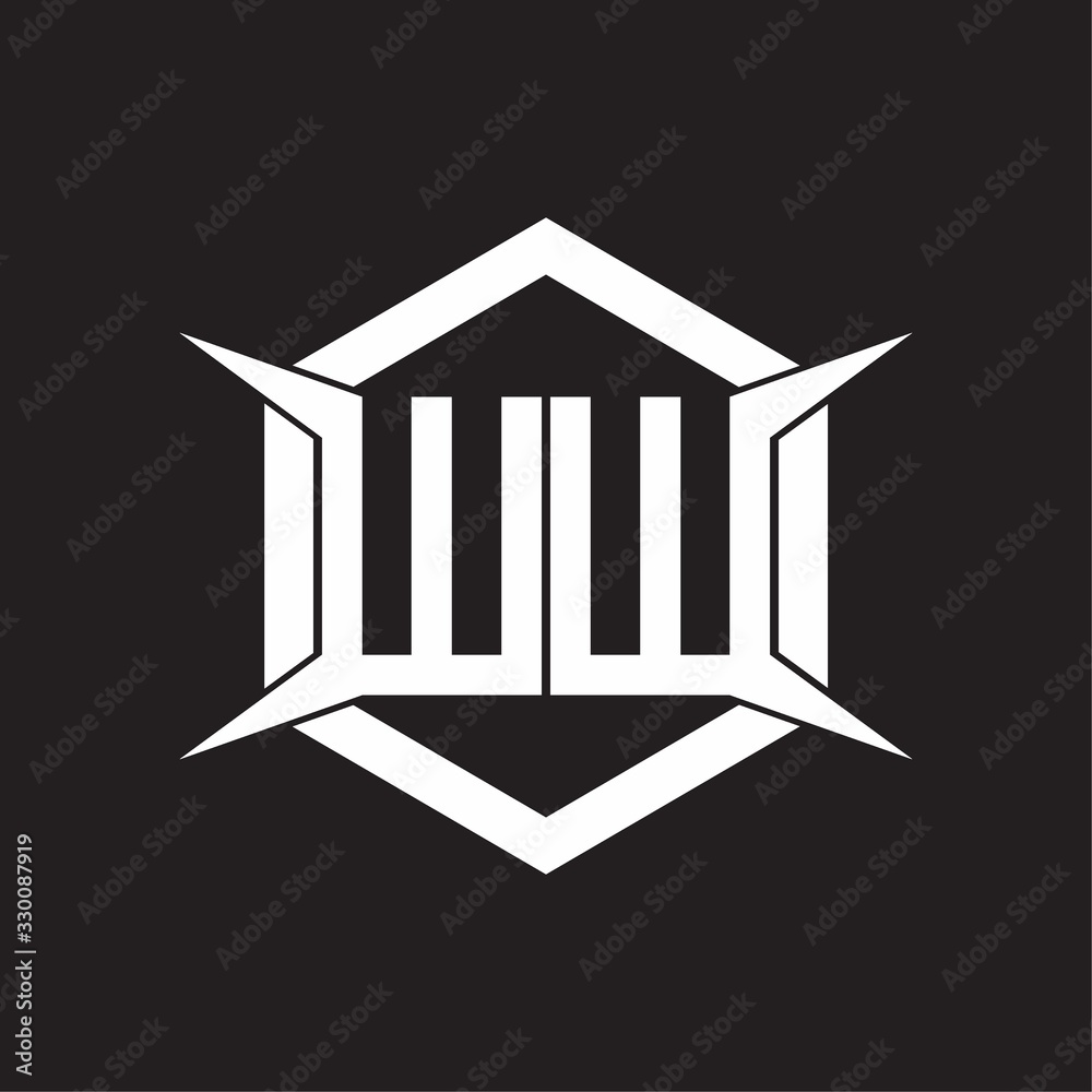 WW Logo monogram with hexagon and four taper shape design template ...