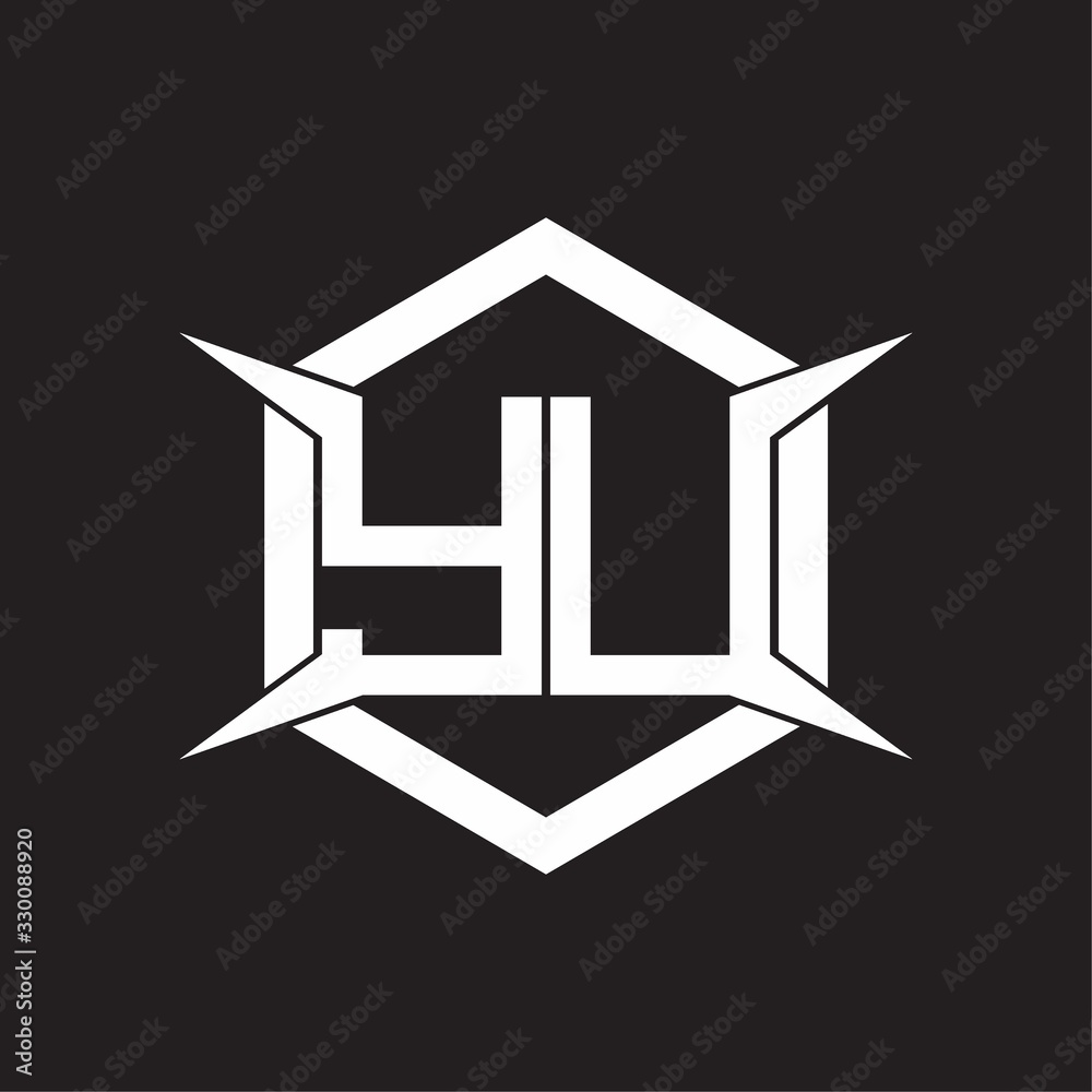YU Logo monogram with hexagon and four taper shape design template ...