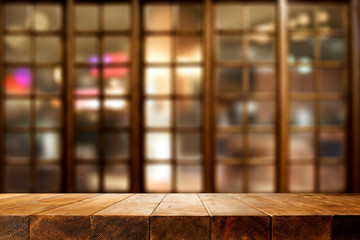 Wall Mural - desk of free space and wooden window background