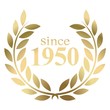 Since year 1950  gold laurel wreath vector isolated on a white background 