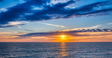 Sunset Over Gulf Of Mexico From Caspersen Beach In Venice Florida