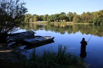 Castano Primo (MI), Italy - June 05, 2017: Boat on Ticino River, Castano Primo, Lombardy, Italy