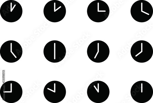 黒背景の時計のアイコン ピクトグラム イラスト シンプル Stock Vector Adobe Stock