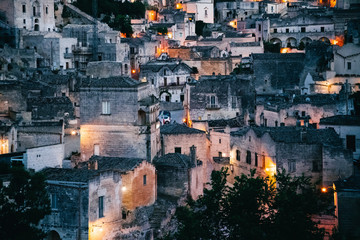 Canvas Print - Sunset at Sassi di Matera, Basilicata, Italy