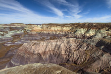 Painted Desert Petrified Forest National Park Scenic Rugged Mountain View Landscape.