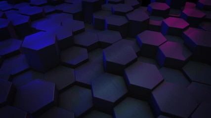 abstract hexagonal blue and violet background. motion graphic. geometric surface