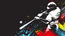 Baseball Player. Baseball Cap. Hitter Swinging With Bat. Abstract Isolated Vector Silhouette. Iink Drawing