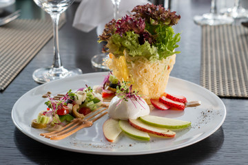 Wall Mural -  mixed vegetable salad  on white plate