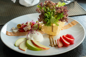 Wall Mural -  mixed vegetable salad  on white plate