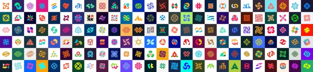 Poster - Abstract logos collection. Geometrical abstract logos
