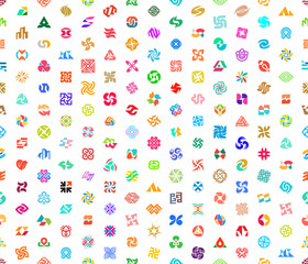 Poster - Seamless pattern with Abstract logos. Isolated on White background